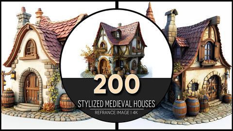 Stylized Medieval Houses 4K Reference/Concept Images