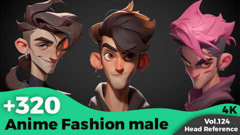 +320 Fashion Anime Male Head Reference(4k)