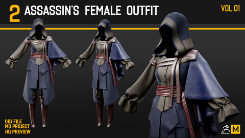 2 Assassin's Female Outfit  MD project + OBJ