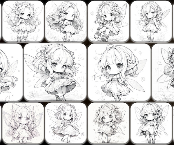 ArtStation - 200 Pencil Drawings of Manga Chibi Fairy (Full Body ...