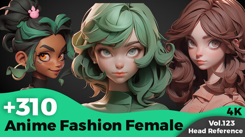 +310 Fashion Anime Female Head Reference(4k)