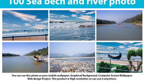 100 Sea bech and river photo Bundle