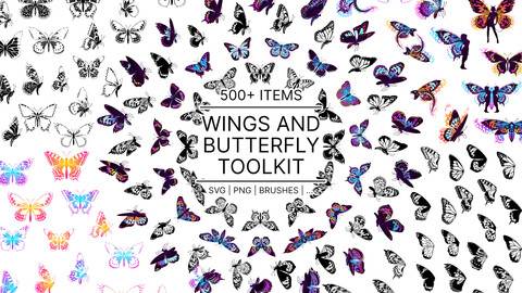 Wings and Butterfly Toolkit(SVG, PNG, Brushes ...)