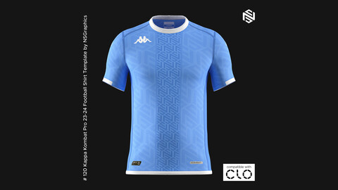 Kappa Kombat Pro 23-24 Football Shirt Template for CLO 3D & Marvelous Designer