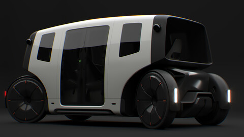 Robotaxi R01 Autonomous taxi vehicle 3D model (C4D/Vray+Blender+Fbx)