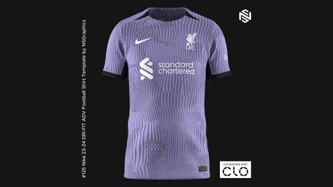 Nike 23-24 DRI-FIT ADV Football Shirt Template for CLO 3D & Marvelous Designer