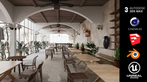 Cafe Design 10 [Unreal Engine - Blender - Cinema4D - Sketchup- 3DsMax - FBX - OBJ]