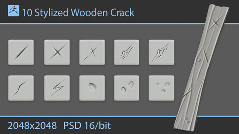 Stylized Wooden Crack Alphas