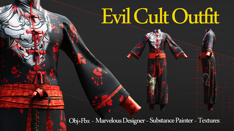 Evil Cult Outfit - Retopo (Obj-Fbx-Spp-Blnd-3DsMax-Zprj- 4k Textures)