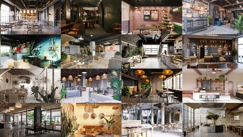 Cafe Pack 01 [Unreal Engine - Blender - Cinema4D - Sketchup- 3DsMax - FBX - OBJ]