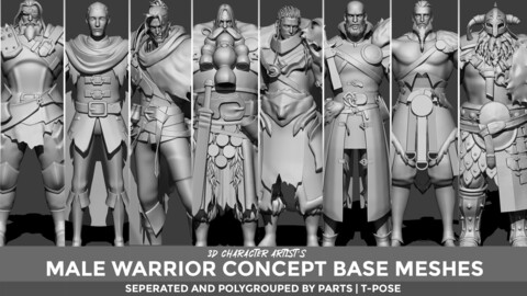 3d Character Artist's Stylized Medieval warrior Concept Base Meshes | Zbrush | Blender.