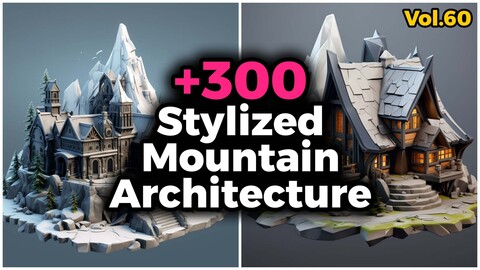 +300 Stylized Mountain Architecture Concept (4k) | Vol_60