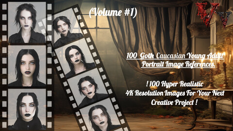 Goth Caucasian Young Adult 100 4K Resolution Reference Images (Volume #1)