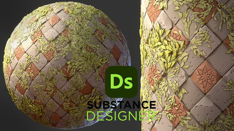 Stylized Tiles with Foliage - Substance 3D Designer