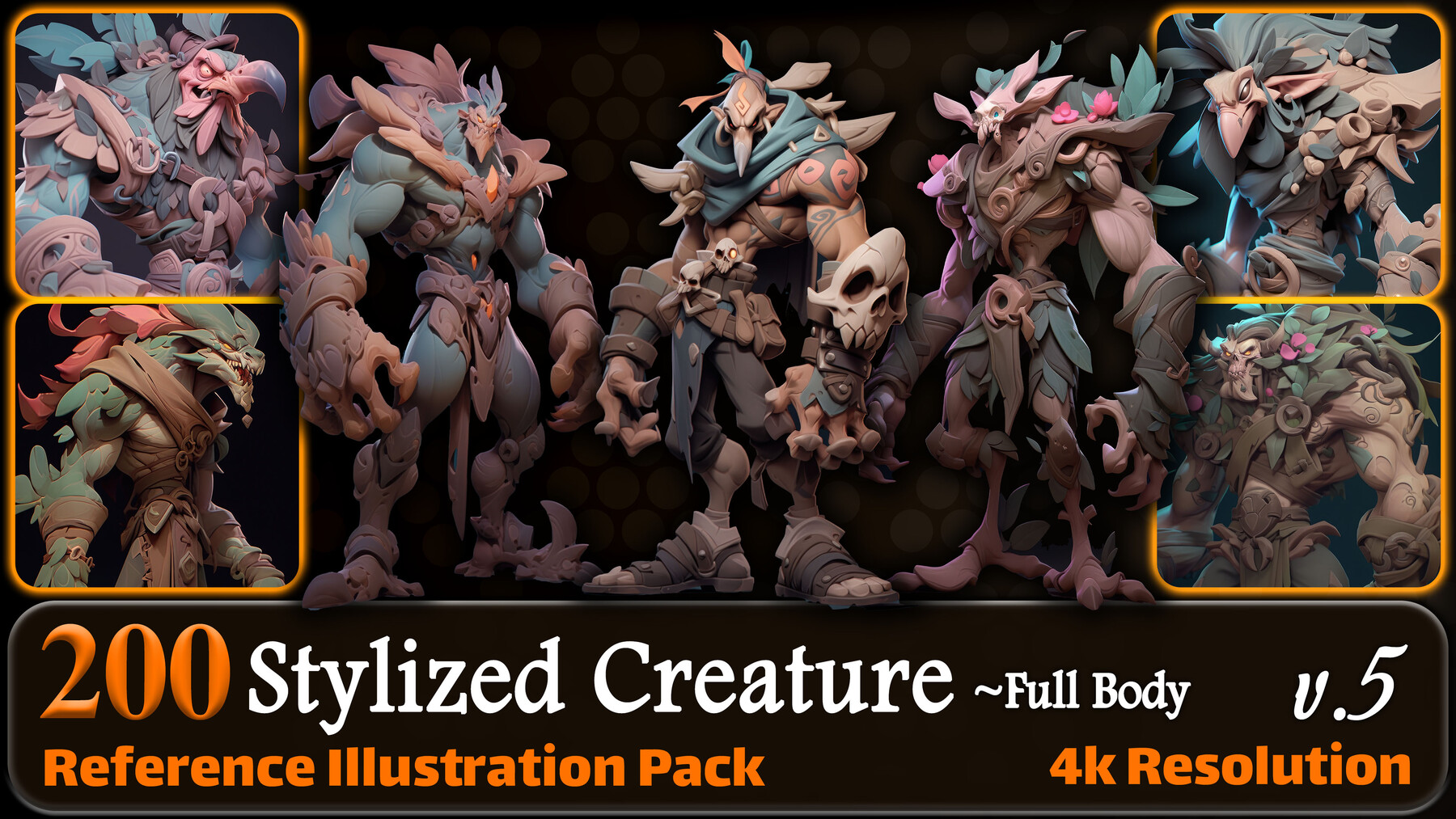 ArtStation - 200 Stylized Creature Reference Pack | 4K | v.5 | Artworks