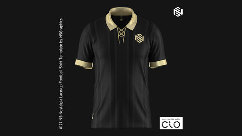 NS-Nostalgia Lace-up Football Shirt Template for CLO 3D & Marvelous Designer