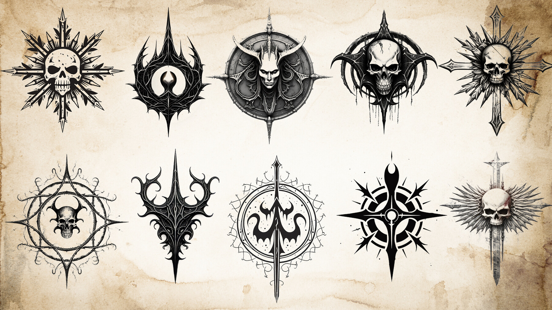 ArtStation - 100 Gothic Symbols Tattoo (PNG Files)-4K- High End Quality |  Artworks