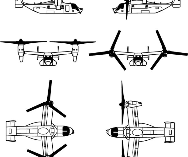 ArtStation - Bell_Boeing_MV-22_Osprey_line_drawing svg dxf vector ...