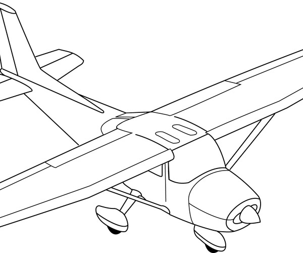 ArtStation - Cessna_172_line_drawing_oblique svg dxf vector outline ...