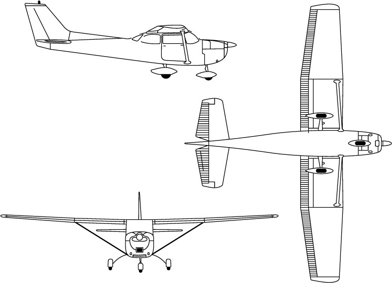 ArtStation - Dreiseitenansicht_Cessna_172 svg dxf vector outline file ...