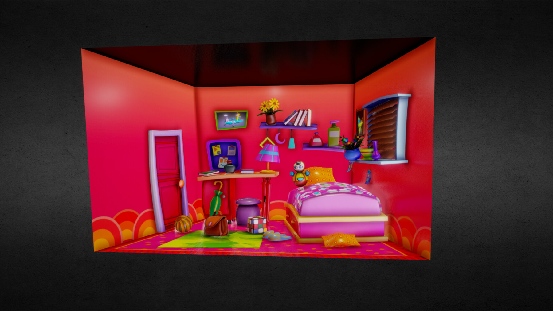 ArtStation - Cartoon furniture bed room Girl | Game Assets