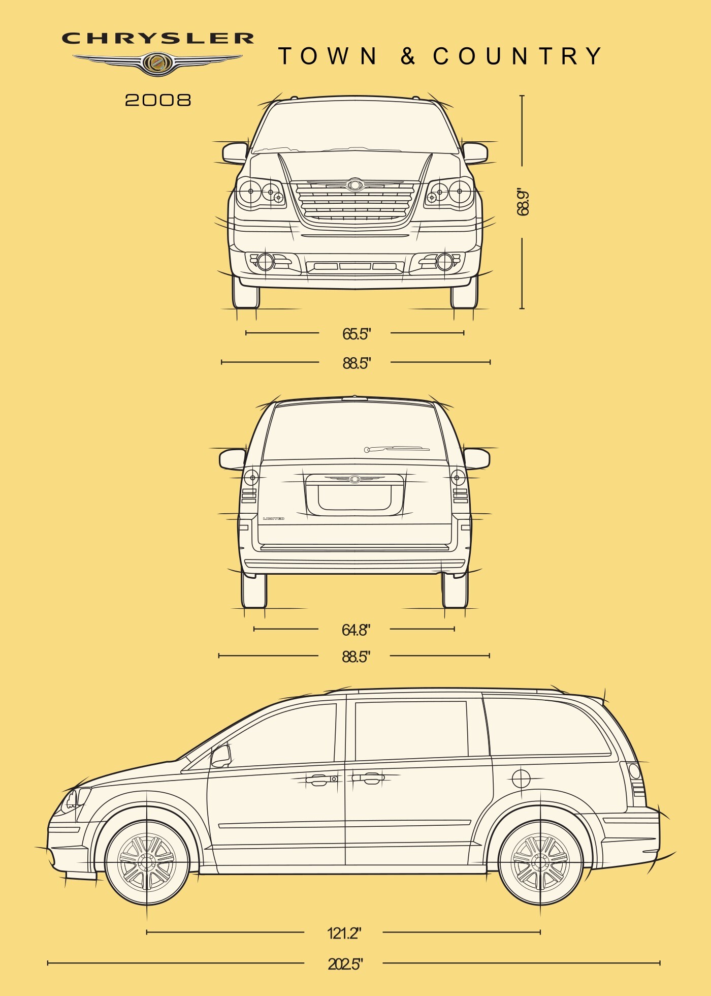 Artstation - 2008 Chrysler Town And Country Car Blueprint 