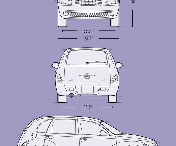 ArtStation - 2008 Chrysler PT Cruiser car blueprint | Artworks