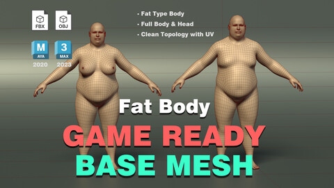 Male & Female Fat Type BaseMesh | Game Ready | With UV | Clean Topology