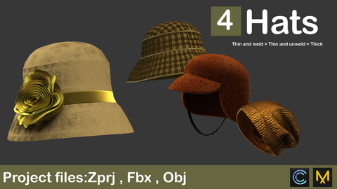 4 model hats