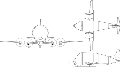 Aero Spacelines 377SG Super Guppy 3 view svg vector file