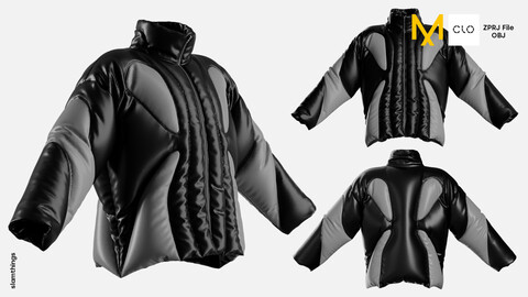 Streetwear Puffer Jacket #050 - Clo 3D / Marvelous Designer + FBX / DIGITAL FASHION / HYPEBEAST / FUTURE FASHION