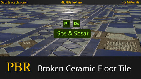 Ceramic floor tile | Sbs & Sbsar & 4k PNG Texture |