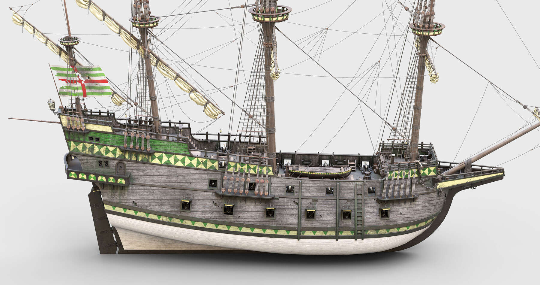 ArtStation - This 3D Galleon includes a fully detailed interior 03 3D ...