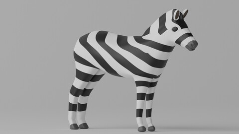 Cartoon Cute Zebra 3D model