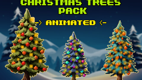 Pixel Art Christmas Trees Pack - Animated