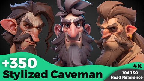 +350 Stylized Caveman Head Reference(4k)