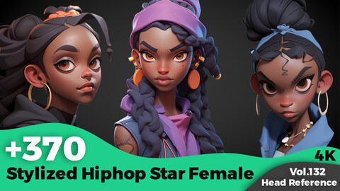 +370 Stylized HipHop Star Female Head Reference(4k)