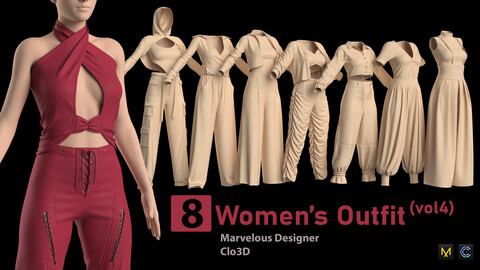 8 Women's Outfit (vol4) + Zprj +Obj + Fbx