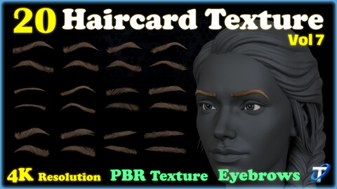 20 Haircard PBR Textures for Eyebrows (MEGA Bundle) - Vol 7