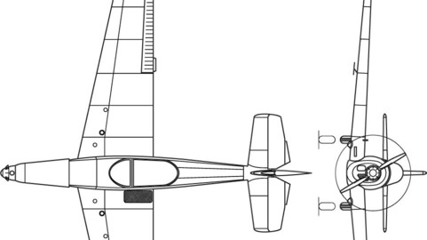 Zlin Z 526 3-view line drawing svg vector file