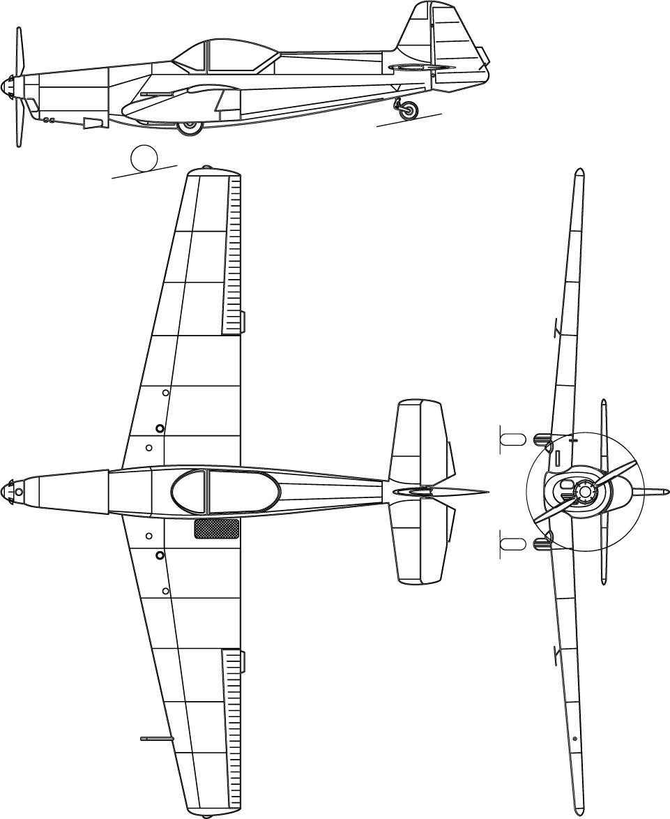 ArtStation - Zlin Z 526 3-view line drawing svg vector file | Artworks