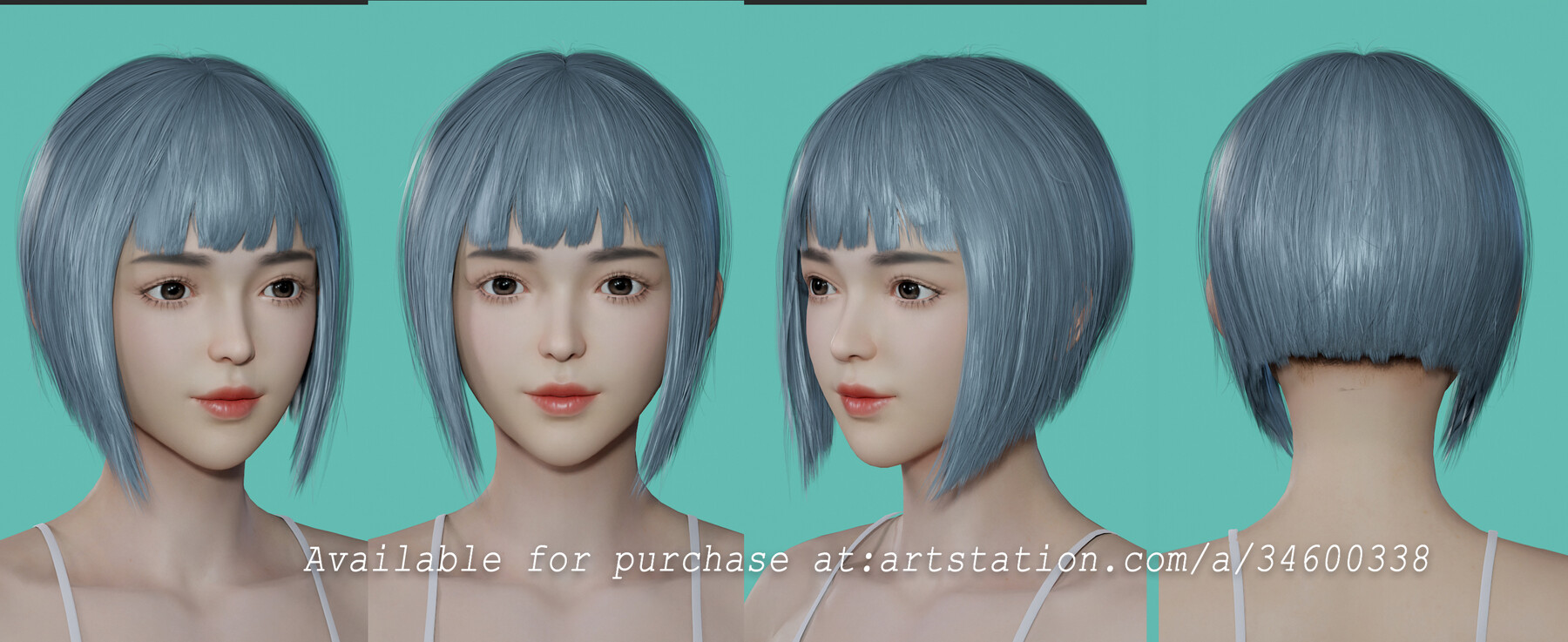 ArtStation - 12 Real-time woman Hairstyles collection 04 hair anime ...