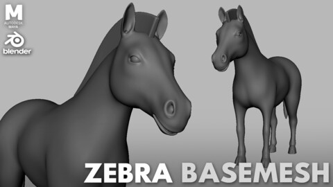 Zebra / Horse Basemesh- Topology + UV Map