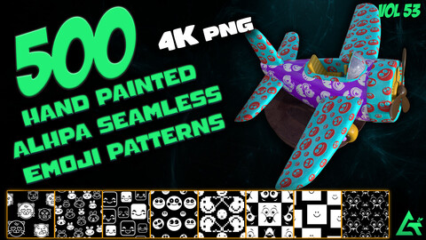 500 Hand Painted Alpha Seamless Emoji Patterns (MEGA Pack) - Vol 53