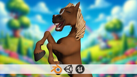 Happy toon Hooves Cartoon Horse 3D Model Low-poly 3D model