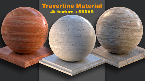 travertine stone 4k PBR texture + SBSAR