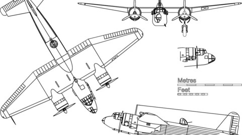 Blackburn Botha 3 view line drawing-svg vector file