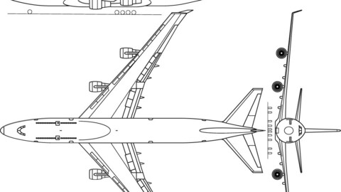 Boeing 747-400 3view-sv vector file