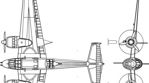 Breguet 693 3-view line drawing-svg vector file