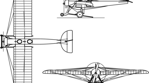 Bristol Coanda Monoplane 3-view-svg vector file